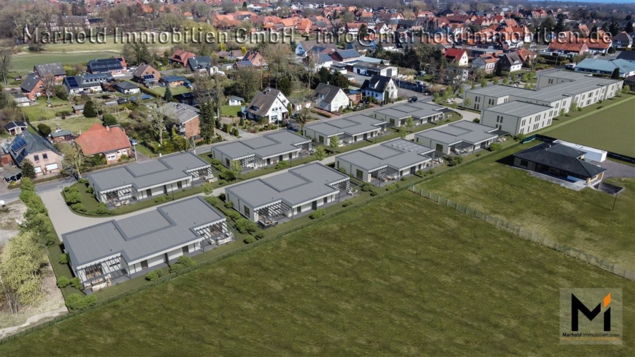 Vogelperspektive - Achtung : Moderner Neubau einer Seniorengerechten DHH mit weiterführenden Konzept
